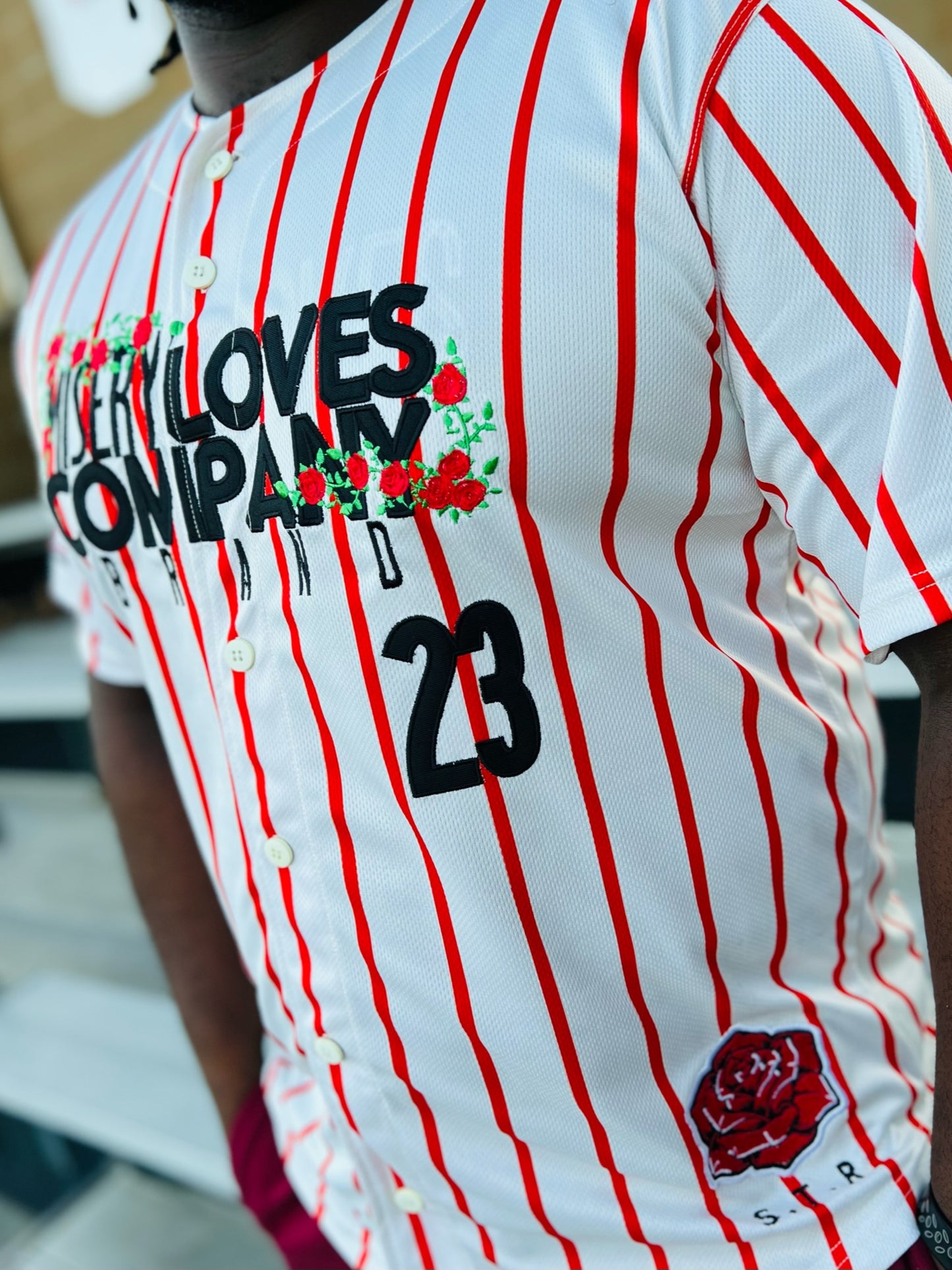 SMELL THE ROSES PIN STRIPE JERSEY